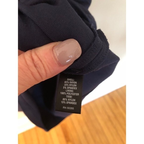 EXPRESS SIZE MEDIUM NAVY BLUE BANDAGE DRESS MESH NECKLINE - Picture 7 of 7